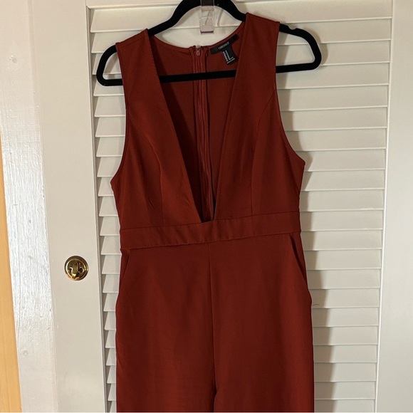 Forever 21 Pants - Forever 21 Terracotta Jumpsuit medium deep v front zip back